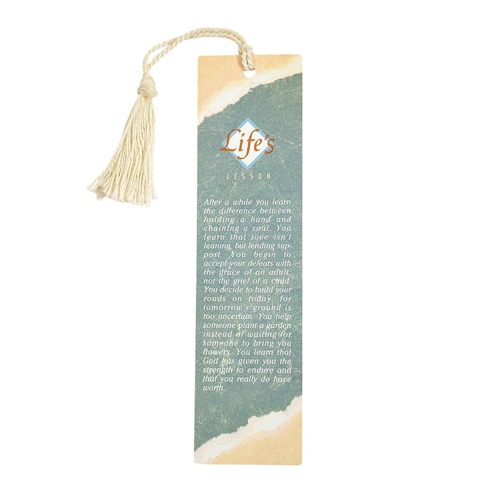 Vintage 90s Life's Lesson Bookmark cream tassel Inspirations 1993 Artworks PT101